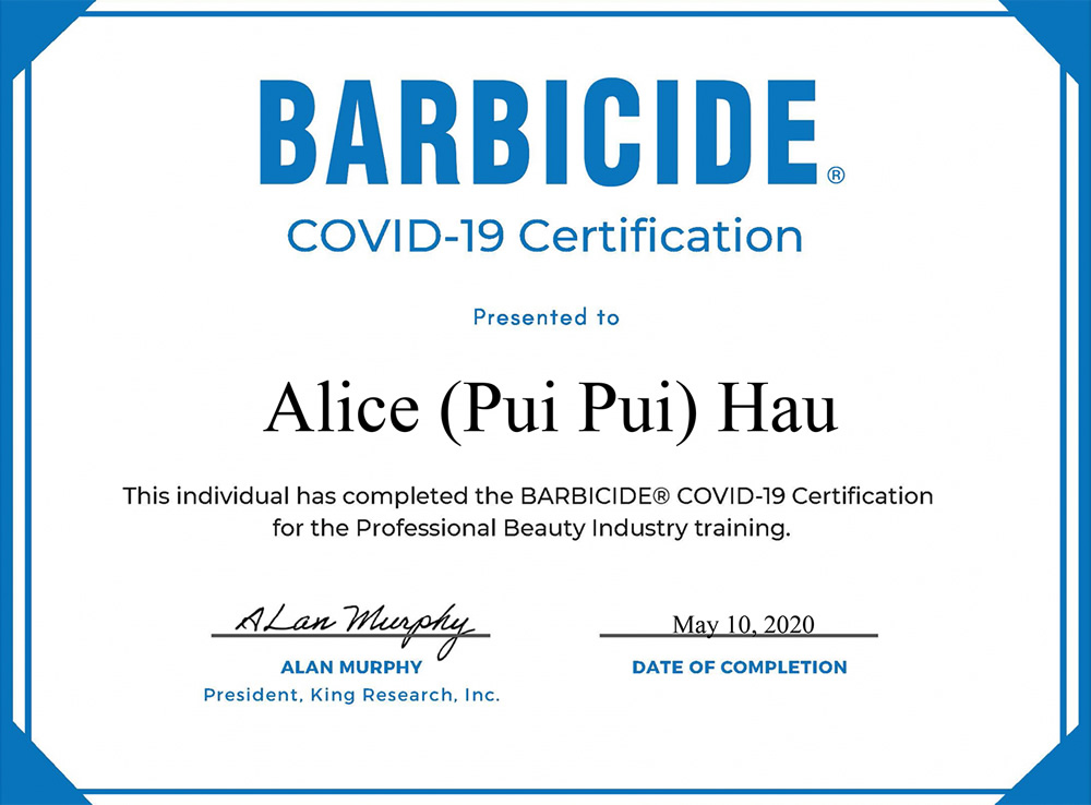 Barbicide Covid 19 Certificate